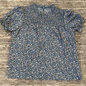 Blue / Green Blouse with Tiny Flowers